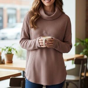 LOFT NWT❗️Cozy Waffle Knit Cowl Neck Sweater - Blush